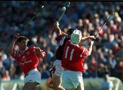 20 September 1998; Luke Mannix, left, and Timmy McCarthy of Cork in action against Michael Healy of Galway during the All-Ireland U21 Hurling Championship Final match between Cork and Galway at Semple Stadium in Thurles, Tipperary. Photo by David Maher/Sportsfile