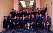 27 September 1998; The Galway senior Football team and Officials with the Sam Maguire Cup at a reception in the Burlington Hotel in Dublin after the Bank of Ireland All-Ireland Senior Football Championship Final match between Kildare and Galway at Croke Park in Dublin. Photo by David Maher/Sportsfile