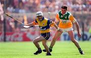 9 August 1998; Ger O'Loughlin of Clare in action against Kevin Kihahan of Offaly during the Guinness All-Ireland Senior Hurling Championship Semi-Final match between Clare and Offaly at Croke Park in Dublin. Photo by Ray McManus/Sportsfile