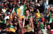13 September 1998; Offaly hurler Joe Errity is held aloft by supporters after the Guinness All-Ireland Senior Hurling Championship Final match between Kilkenny and Offaly at Croke Park in Dublin. Photo by Brendan Moran/Sportsfile