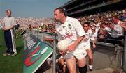 30 August 1998; Kildare captain Glenn Ryan leads his side out onto the pitch before the Bank of Ireland All-Ireland Senior Football Championship Semi-Final match between Kerry and Kildare at Croke Park in Dublin. Photo by Brendan Moran/Sportsfile