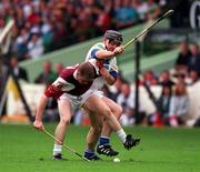 26 July 1998; Gregory Kennedy of Galway in action against Paul Flynn of Waterford during the Guinness All-Ireland Senior Hurling Championship Quarter-Final match between Galway and Waterford at Croke Park in Dublin. Photo by Ray McManus/Sportsfile