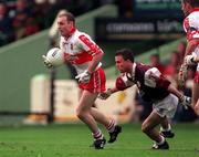 23 August 1998; Henry Downey of Derry in action against Derek Savage of Galway during the Bank of Ireland All-Ireland Senior Football Championship Semi-Final match between Derry and Galway at Croke Park in Dublin. Photo by Ray McManus/Sportsfile