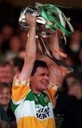 13 September 1998; Offaly captain Hubert Rigney lifts the Liam MacCarthy Cup after the Guinness All-Ireland Senior Hurling Championship Final match between Kilkenny and Offaly at Croke Park in Dublin. Photo by David Maher/Sportsfile