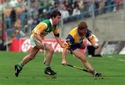 22 August 1998; Jamesie O'Connor of Clare in action against Johnny Pilkington of Offaly during the Guinness All-Ireland Hurling All-Ireland Senior Championship Semi-Final Replay match between Clare and Offaly at Croke Park in Dublin. Photo by David Maher/Sportsfile