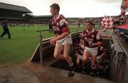 23 August 1998; Jarlath Fallon, left, and Kevin Walsh, of Galway make their way on to the pitch before the Bank of Ireland All-Ireland Senior Football Championship Semi-Final match between Derry and Galway at Croke Park in Dublin. Photo by David Maher/Sportsfile