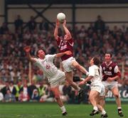 27 September 1998; Galway's Jarlath Fallon of Galway wins possession ahead of Glenn Ryan of Kildare as Declan Kerrigan and John Divilly, right, look on during the Bank of Ireland All-Ireland Senior Football Championship Final match between Kildare and Galway at Croke Park in Dublin. Photo by Brendan Moran/Sportsfile