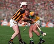 13 September 1998; Joe Dooley of Offaly in action against Tom Hickey of Kilkenny during the Guinness All-Ireland Senior Hurling Championship Final match between Kilkenny and Offaly at Croke Park in Dublin. Photo by David Maher/Sportsfile