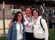 22 August 1998; Kildare supporters, from left, Clare Craughwell, Felea O'Dea and Fiona Magee before the All Ireland Under-21 'B' hurling Final match between Kerry and Kildare at Croke Park in Dublin. The game was postponed due to a protest on the pitch by Offaly supporters due to the amount of time played in their Guinness All-Ireland Senior Hurling Championship Semi-Final defeat to Clare in the previous game. Photo by Ray McManus/Sportsfile