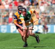 9 August 1998; John Troy of Offaly in action against Fergal Hegarty of Clare during the Guinness All-Ireland Senior Hurling Championship Semi-Final match between Clare and Offaly at Croke Park in Dublin. Photo by Brendan Moran/Sportsfile