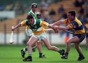 22 August 1998; Johnny Pilkington of Offaly in action against Brian Quinn of Clare during the Guinness All-Ireland Hurling All-Ireland Senior Championship Semi-Final Replay match between Clare and Offaly at Croke Park in Dublin. Photo by Ray McManus/Sportsfile