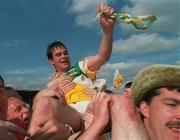 29 August 1998; Offaly's Johnny Pilkington is held shoulder high by supporters after the Guinness All-Ireland Senior Hurling Championship Semi-Final Refixture match between Clare and Offaly at Semple Stadium in Thurles, Tipperary. Photo by Brendan Moran/Sportsfile