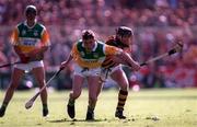13 September 1998; Johnny Pilkington of Offaly in action against DJ Carey of Kilkenny during the Guinness All-Ireland Senior Hurling Championship Final match between Kilkenny and Offaly at Croke Park in Dublin. Photo by Ray McManus/Sportsfile