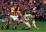 13 September 1998; Johnny Pilkington of Offaly in action against DJ Carey of Kilkenny, 12, during the Guinness All-Ireland Senior Hurling Championship Final match between Kilkenny and Offaly at Croke Park in Dublin. Photo by Brendan Moran/Sportsfile
