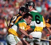 13 September 1998; Johnny Pilkington of Offaly in action against DJ Carey of Kilkenny during the Guinness All-Ireland Senior Hurling Championship Final match between Kilkenny and Offaly at Croke Park in Dublin. Photo by Brendan Moran/Sportsfile