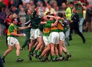 28 September 1997; Kerry players celebrate after the final whistle after the Bank of Ireland All-Ireland Senior Football Championship Final match between Kerry and Mayo at Croke Park in Dublin. Photo by Brendan Moran/Sportsfile