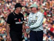 13 September 1998; Kilkenny manager Kevin Fennelly, left, and Offaly manager Michael Bond during the Guinness All-Ireland Senior Hurling Championship Final match between Kilkenny and Offaly at Croke Park in Dublin. Photo by David Maher/Sportsfile