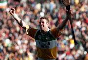 13 September 1998; Kevin Martin of Offaly celebrates at the final whistle after the Guinness All-Ireland Senior Hurling Championship Final match between Kilkenny and Offaly at Croke Park in Dublin. Photo by Damien Eagers/Sportsfile