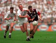 27 September 1998; Kevin Walsh of Galway races clear of Willie McCreery and Eddie McCormack, left, of Kildare during the Bank of Ireland All-Ireland Senior Football Championship Final match between Kildare and Galway at Croke Park in Dublin. Photo by Brendan Moran/Sportsfile