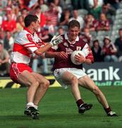 23 August 1998; Michael Donnellan of Galway in action against Seán Marty Lockhart of Derry during the Bank of Ireland All-Ireland Senior Football Championship Semi-Final match between Derry and Galway at Croke Park in Dublin. Photo by Damien Eagers/Sportsfile