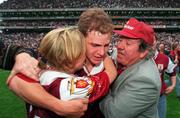 27 September 1998; Michael Donnellan of Galway celebrates with supporters after the Bank of Ireland All-Ireland Senior Football Championship Final match between Kildare and Galway at Croke Park in Dublin. Photo by Ray McManus/Sportsfile
