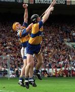 14 September 1997; Liam Cahill of Tipperary in action against Frank Lohan of Clare during the Guinness All-Ireland Hurling Championship Final match between Clare and Tipperary at Croke Park in Dublin. Photo by Ray McManus/Sportsfile