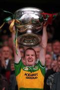 28 September 1997; Kerry captain Liam Hassett lifts the Sam Maguire Cup after the Bank of Ireland All-Ireland Senior Football Championship Final match between Kerry and Mayo at Croke Park in Dublin. Photo by David Maher/Sportsfile