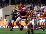 29 August 1998; Martin Cullinane of Galway in action against John Brennan of Kilkenny during the All-Ireland U21 Hurling Championship Semi-Final match between Kilkenny and Galway at Semple Stadium in Thurles, Tipperary. Photo by Brendan Moran/Sportsfile