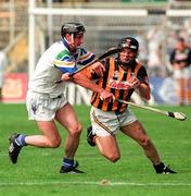 16 August 1998; PJ Delaney of Kilkenny in action against Seán Cullinane of Waterford during the Guinness All-Ireland Senior Hurling Championship Semi-Final match between Kilkenny and Waterford at Croke Park in Dublin. Photo by Ray McManus/Sportsfile
