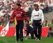 27 September 1998; Galway manager John O'Mahony and Kildare manager Mick O'Dwyer during the Bank of Ireland All-Ireland Senior Football Championship Final match between Kildare and Galway at Croke Park in Dublin. Photo by Brendan Moran/Sportsfile