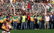 13 September 1998; Offaly fans about to invade the pitch at the final whistle during the Guinness All-Ireland Senior Hurling Championship Final match between Kilkenny and Offaly at Croke Park in Dublin. Photo by Brendan Moran/Sportsfile