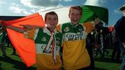 13 September 1998; Offaly fans celebrate during the Guinness All-Ireland Senior Hurling Championship Final match between Kilkenny and Offaly at Croke Park in Dublin. Photo by Ray McManus/Sportsfile