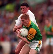 2 August 1998; Raymond Magee of Meath in action against Dermot Earley of Kildare during the Bank of Ireland Leinster Senior Football Championship Final match between Kildare and Meath at Croke Park in Dublin. Photo by Ray McManus/Sportsfile