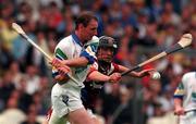 26 July 1998; Seán Cullinane Waterford in action against Alan Kerins of Galway during the Guinness All-Ireland Senior Hurling Championship Quarter-Final match between Galway and Waterford at Croke Park in Dublin. Photo by Damien Eagers/Sportsfile