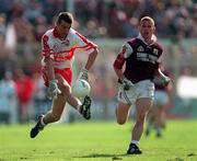 23 August 1998; Eamonn Burns of Derry in action against Séan Óg de Paor of Derry during the Bank of Ireland All-Ireland Senior Football Championship Semi-Final match between Derry and Galway at Croke Park in Dublin. Photo by Ray McManus/Sportsfile