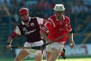 20 September 1998; Timmy McCarthy of Cork in action against Geoffrey Lynskey of Galway during the All-Ireland U21 Hurling Championship Final match between Cork and Galway at Semple Stadium in Thurles, Tipperary. Photo by David Maher/Sportsfile