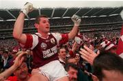 27 September 1998; Tomás Meehan of Galway celebrates with supporters after the Bank of Ireland All-Ireland Senior Football Championship Final match between Kildare and Galway at Croke Park in Dublin. Photo by Ray McManus/Sportsfile