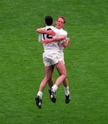 2 August 1998; Kildare players Willie McCreery, behind, and Dermot Earley celebrate after the Bank of Ireland Leinster Senior Football Championship Final match between Kildare and Meath at Croke Park in Dublin. Photo by Damien Eagers/Sportsfile