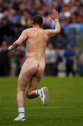 1 June 2002; A streaker waves to the crowd during the Bank of Ireland Leinster Senior Football Championship Quarter-Final match between Wexford and Dublin at Dr. Cullen Park in Carlow. Photo by Matt Browne/Sportsfile