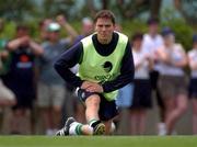 3 June 2002; Matt Holland stretches during a Republic of Ireland training session in Chiba, Japan. Photo by David Maher/Sportsfile