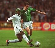 16 May 2002; Kevin Kilbane of Republic of Ireland in action against Efe Sodje of Nigeria during the International Friendly match between Republic of Ireland and Nigeria at Lansdowne Road in Dublin. Photo by Matt Browne/Sportsfile