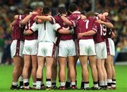 2 June 2002; Westmeath players during a team huddle prior to the Bank of Ireland Leinster Senior Football Championship Quarter-Final match between Meath and Westmeath at O'Moore Park in Portlaoise, Laois. Photo by Pat Murphy/Sportsfile