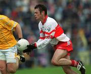2 June 2002; Paul McFlynn of Derry during the Bank of Ireland Ulster Senior Football Championship Quarter-Final match between Antrim and Derry at Casement Park in Belfast. Photo by Brian Lawless/Sportsfile