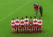 2 June 2002; The Derry panel prior to the Ulster Minor Football Championship Quarter-Final match between Derry and Antrim at Casement Park in Belfast, Antrim. Photo by Brian Lawless/Sportsfile