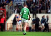 2 June 2002; Limerick's Ciaran Carey leaves the pitch following his side's defeat the Guinness Munster Senior Hurling Championship Semi-Final match between Tipperary and Limerick at Páirc U’ Chaoimh in Cork. Photo by Brendan Moran/Sportsfile