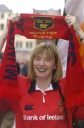 25 May 2002; Munster supporter Gerladine Burke prior to the Heineken Cup Final match between Leicester Tigers and Munster at the Millennium Stadium in Cardiff, Wales. Photo by Brendan Moran/Sportsfile