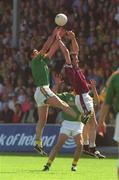 2 June 2002; Nigel Crawford of Meath in action against Westmeath's Rory O'Connell during the Bank of Ireland Leinster Senior Football Championship Quarter-Final match between Meath and Westmeath at O'Moore Park in Portlaoise, Laois. Photo by Matt Browne/Sportsfile