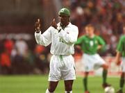 16 May 2002; Nigeria's Efe Sodje gives the thumbs up after scoring his sides second goal during the International Friendly match between Republic of Ireland and Nigeria at Lansdowne Road in Dublin. Photo by David Maher/Sportsfile