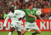 16 May 2002; Robbie Keane of Republic of Ireland in action against Efe Sodje of Nigeria during the International Friendly match between Republic of Ireland and Nigeria at Lansdowne Road in Dublin. Photo by Matt Browne/Sportsfile