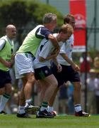 8 June 2002; Republic of Ireland manager Mick McCarthy and Steve Staunton during a Republic of Ireland training session in Chiba, Japan. Photo by David Maher/Sportsfile